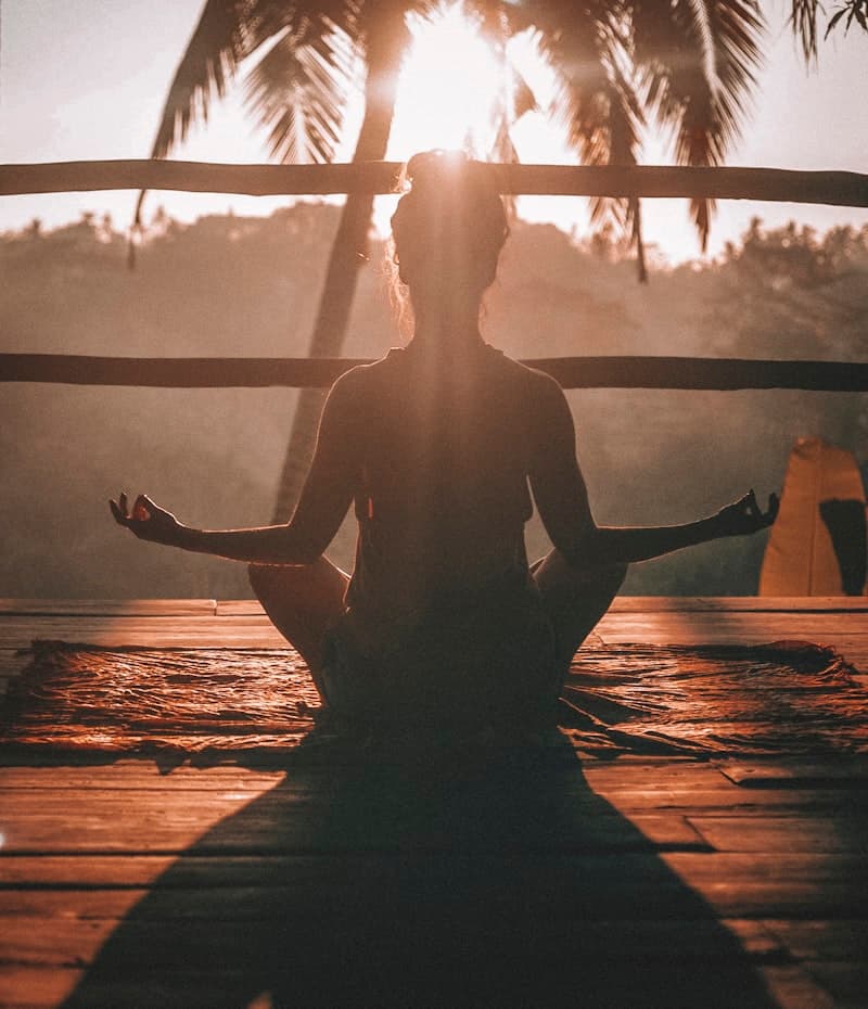 Yoga pose at sunset